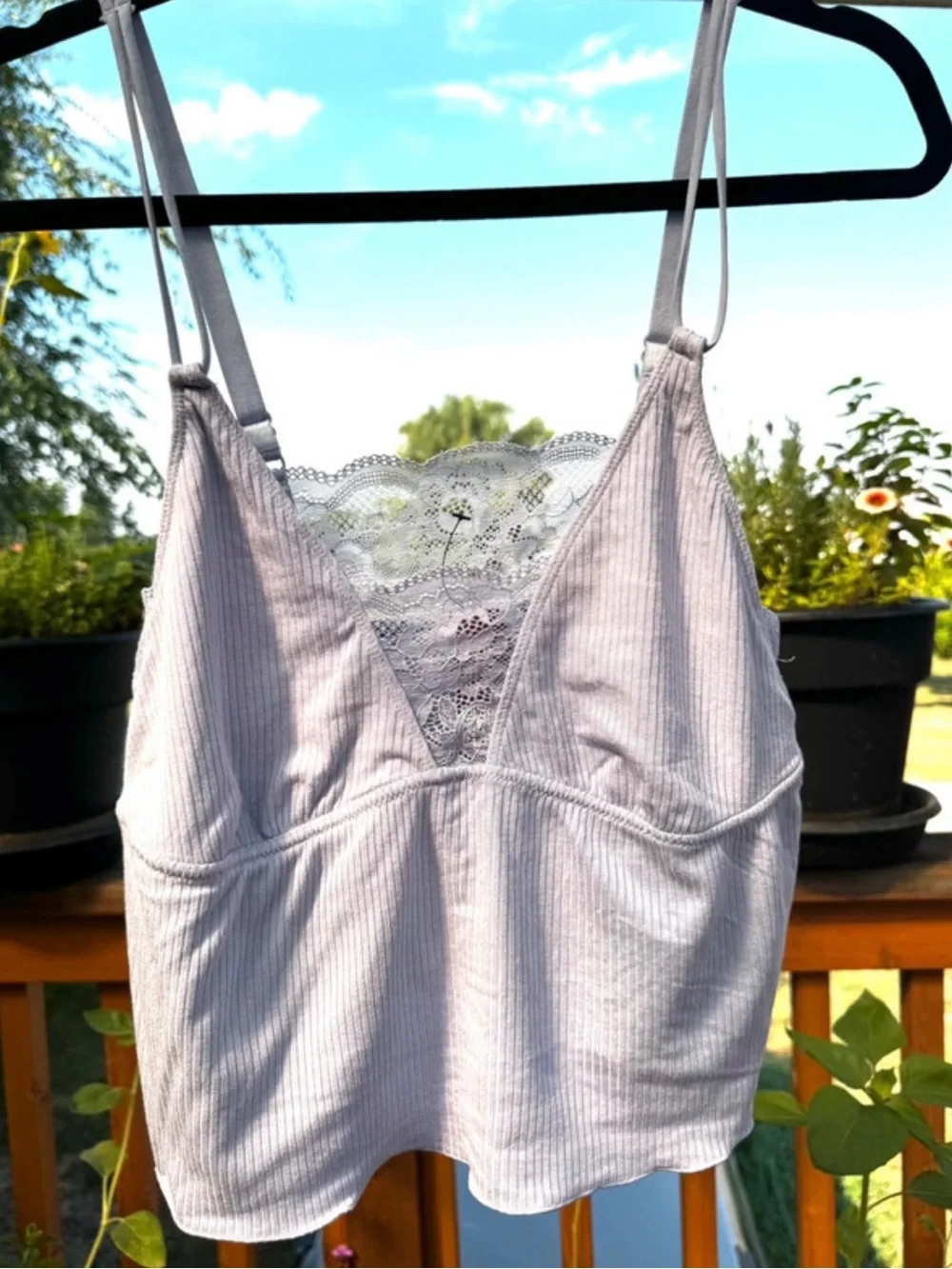 Adore Me Ribbed Lace-Trim Cami & Lounge Pants Set - Light Lavender